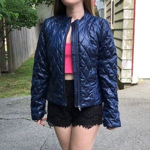 H&M navy blue quilted puff jacket